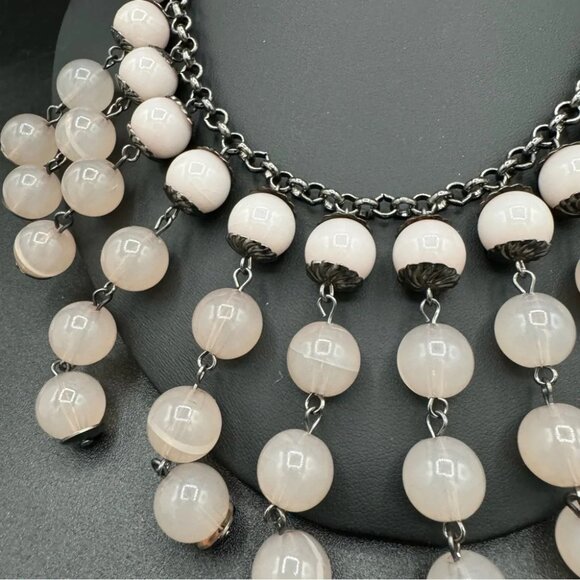 Purple Lilac Glass Bead Bib Plastron Necklace - Picture 7 of 8